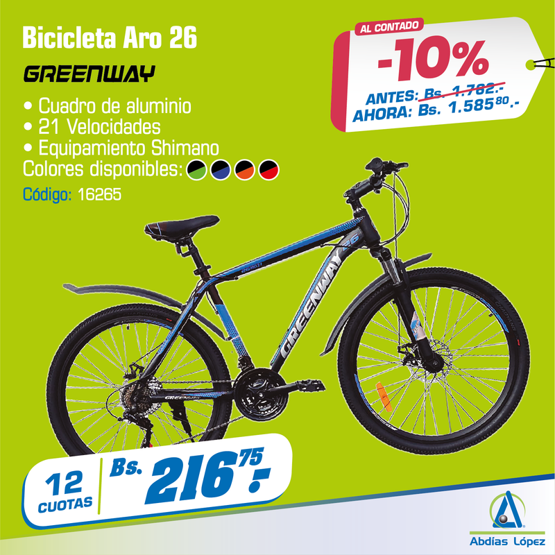 Bicicleta Deportiva Greenway Aro 26"