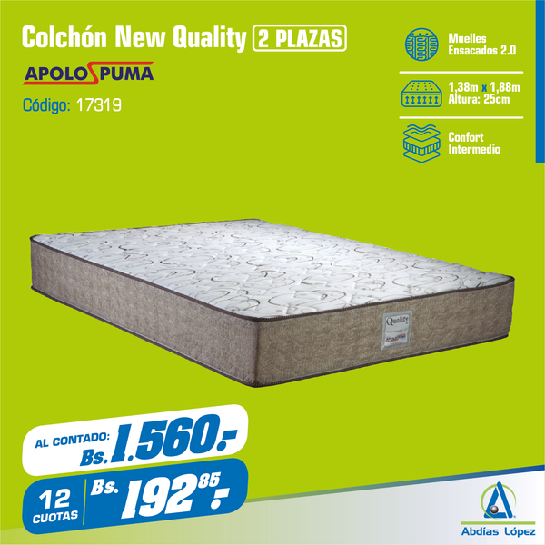 Colchón New Quality Comfort 25x188x138 cm