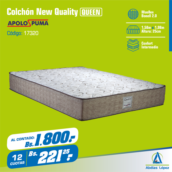 Colchón New Quality Comfort 25x198x158 cm