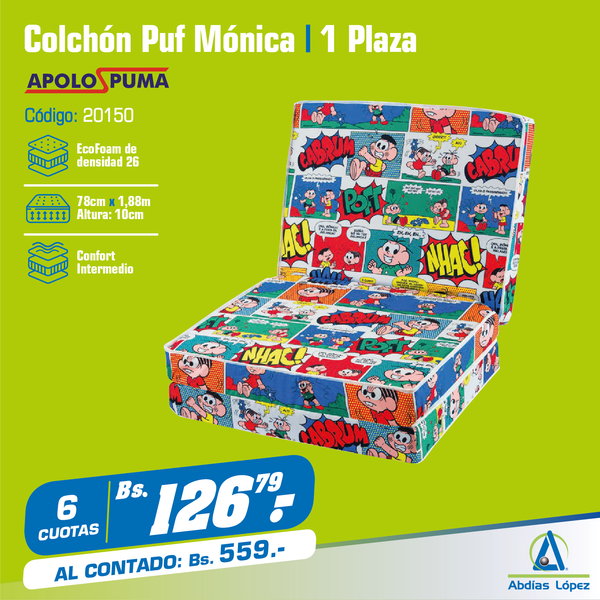 Puf Comic Mónica - 1 Plaza (88x188x10 cm)