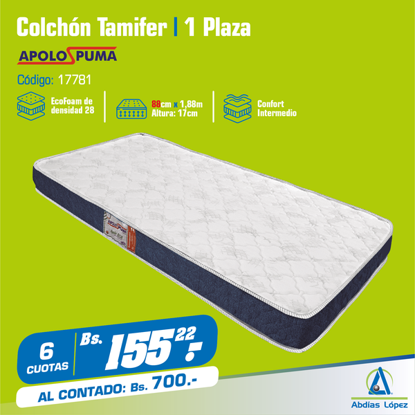 Colchón TAMIFER - 1 Plaza (88x188x17 cm)