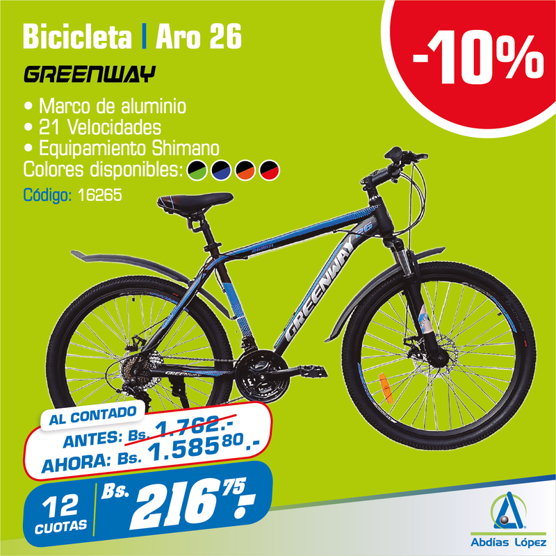 Bicicleta Deportiva Greenway Aro 26"