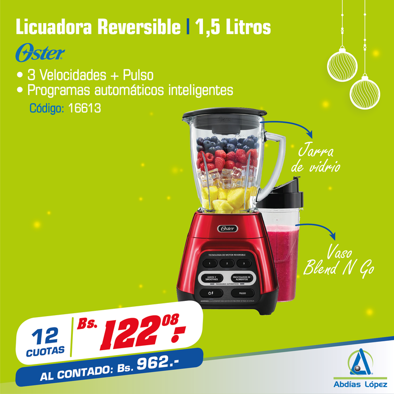 Licuadora Reversible 1.5 litros Rojo