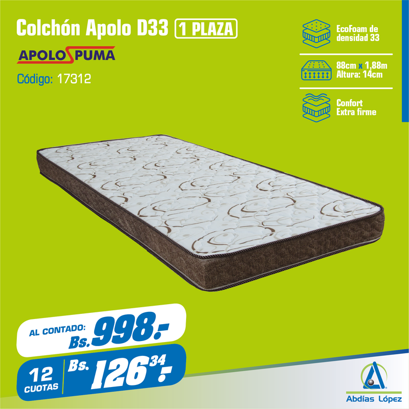 Colchón D33 14x188x88 cm