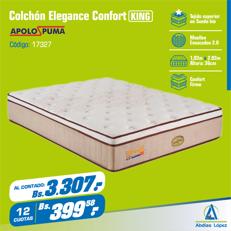 Colchón Elegance Comfort 36x203x193 cm