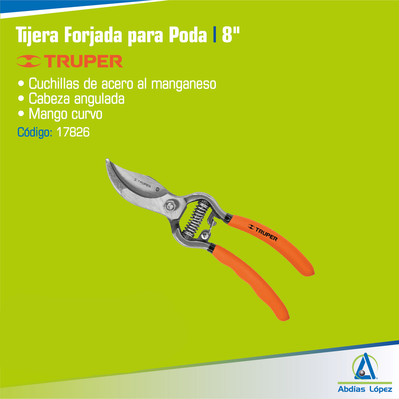 Tijera Para Podar Forjada De 8"1/4 De Mano