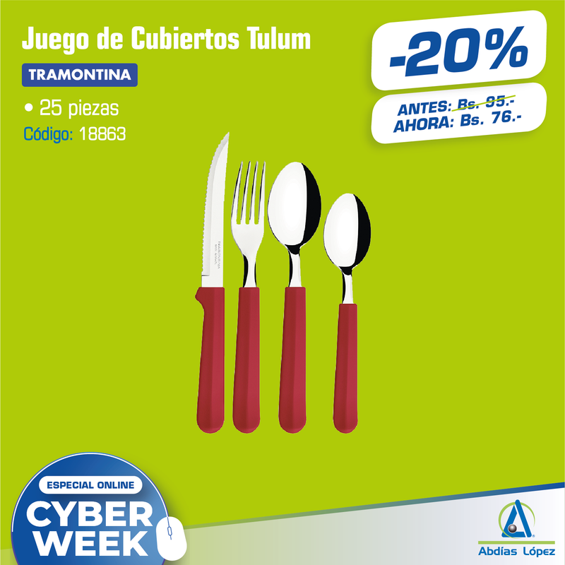 JUEGO DE CUBIERTOS TULUM ROJO