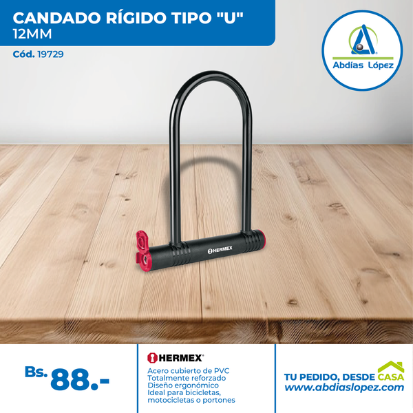 Candado rígido tipo U de 12mm