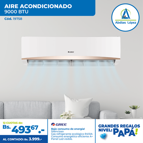 AIRE ACONDICIONADO GREE 9000 BTU ECOLÓGICO