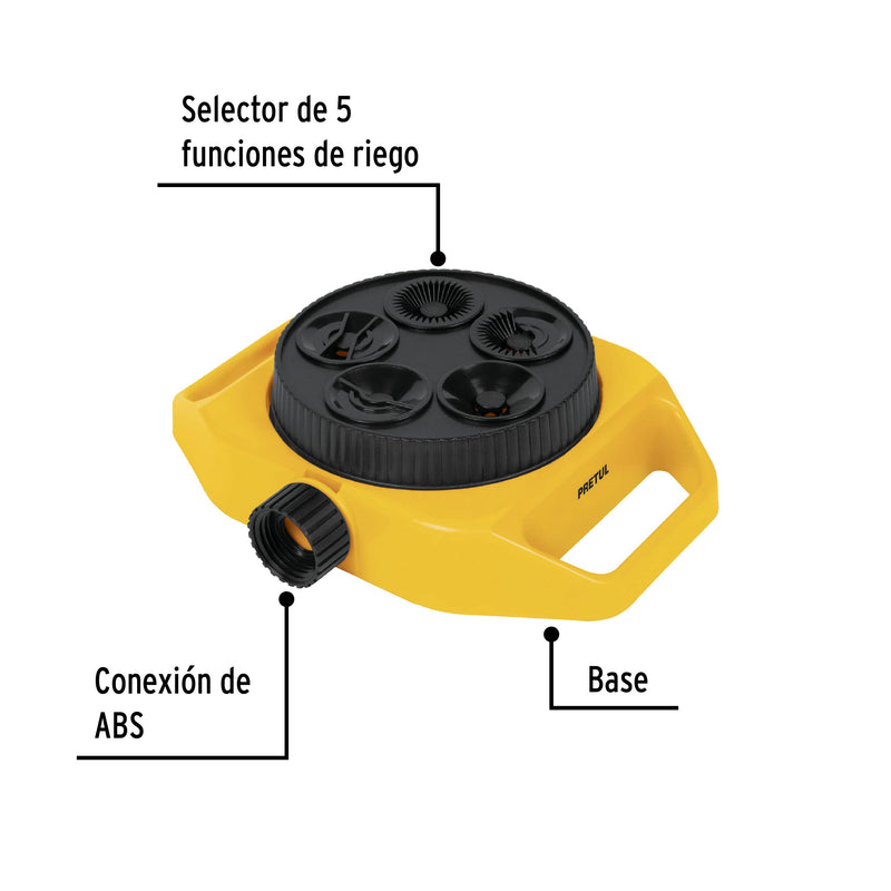 Aspersor con 5 funciones, base plástica