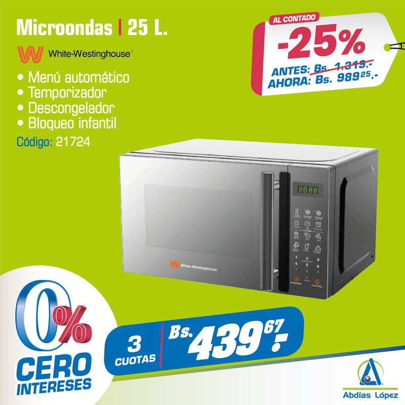 MICROONDAS 25 LITROS