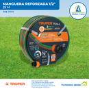 Manguera 1/2" reforzada 3 capas 25 m conexiones plásticas