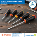 Juego De 5 Desarmadores Truper Mango Bicolor