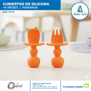 Juego de Cubiertos de Silicona para Bebé  |  Naranja