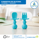 Juego de Cubiertos de Silicona para Bebé  |  Celeste