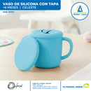 Vasito de Silicona con tapa - Celeste