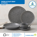 Vajilla Cerámica Flat Gray de 30 piezas