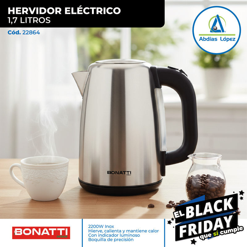 Hervidor Eléctrico Inox de 1,7 Litros