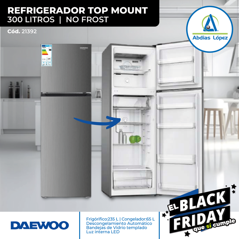 Refrigerador Top Mount de 300 Litros | No frost