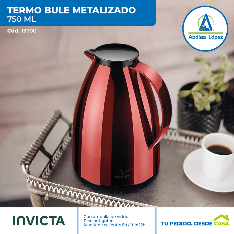 Termo Bule Metalizado Rojo de 750 ml