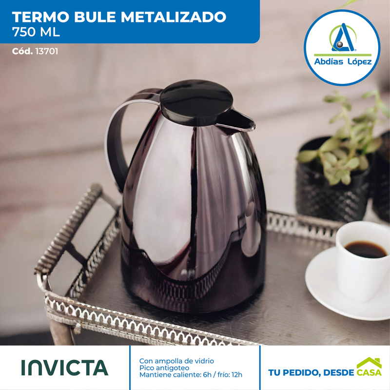 Termo Bule Metalizado Marrón de 750 ml