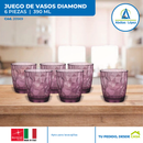 Juego de 6 Vasos de Vidrio Diamond