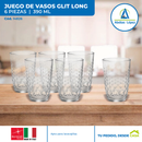 Juego de 6 Vasos de Vidrio Glit Long