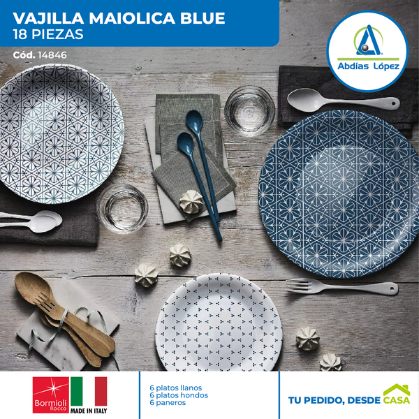 Vajilla de 18 pzas. Maiolica Blue