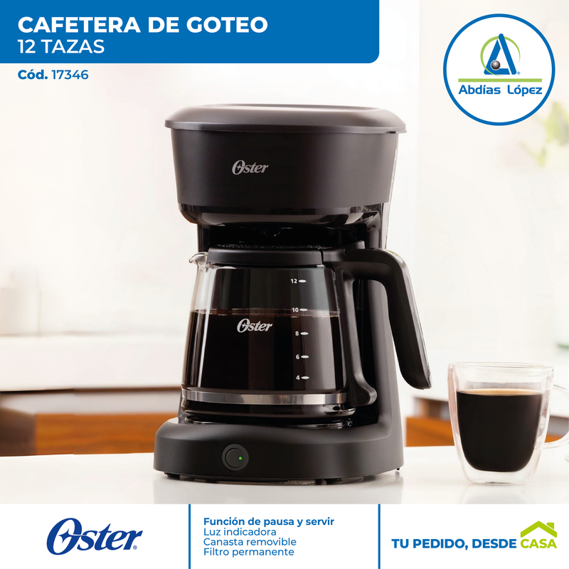 Cafetera de Goteo Negra con Filtro | 12 Tazas