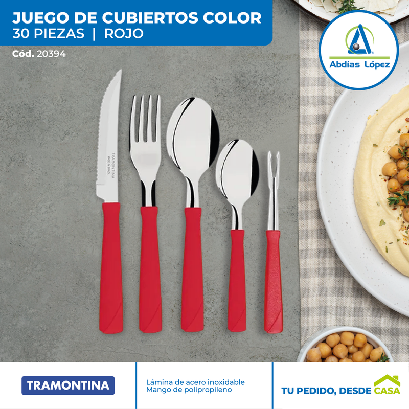 Juego de Cubiertos de 30 pzas. New Color | Rojo