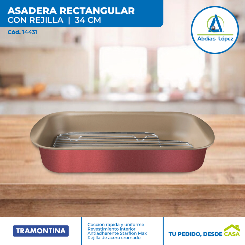 Asadera Rectangular con Rejilla
