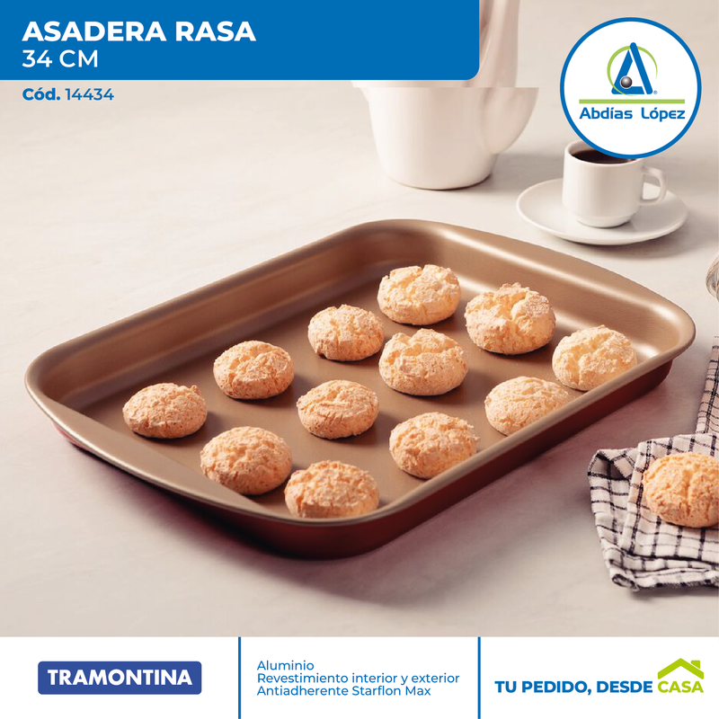 Asadera Rectangular Rasa de 34 cm