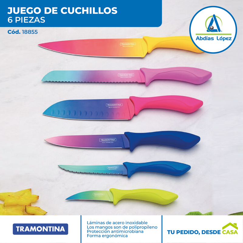 Juego de 6 Cuchillos para Cocina Colorcut
