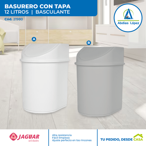 Basurero con Tapa Basculante de 12 Litros