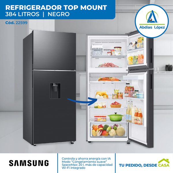 Refrigerador Top Mount de 384 Litros | Negro