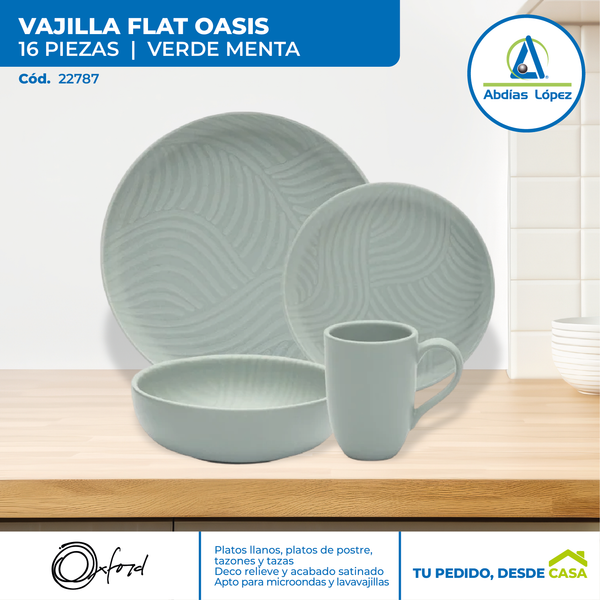 Vajilla Flat Oasis de 16 piezas