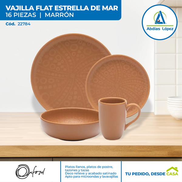 Vajilla Flat Estrella de Mar de 16 piezas