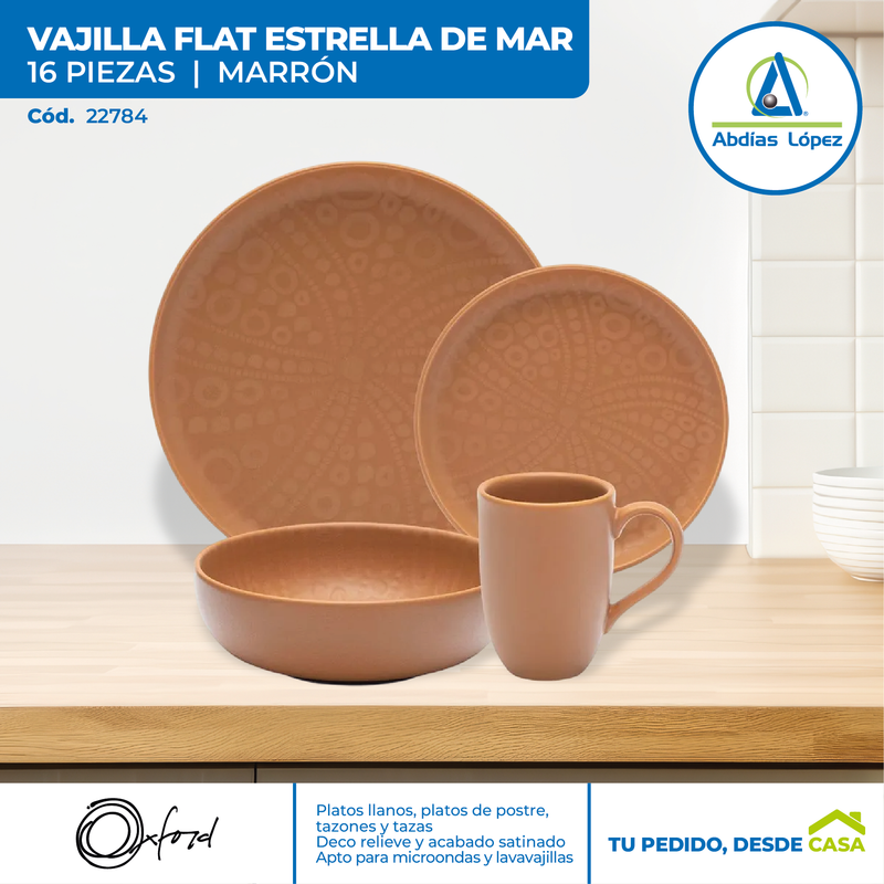 Vajilla Flat Estrella de Mar de 16 piezas