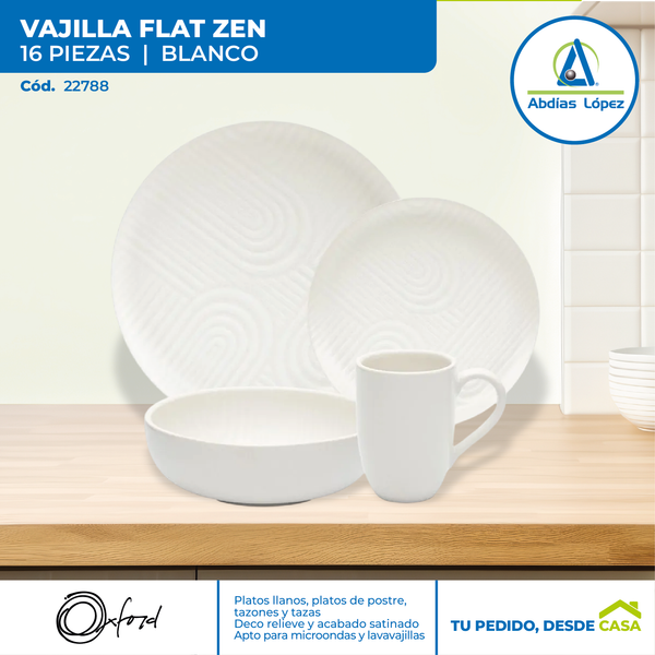 Vajilla Flat Zen de 16 piezas