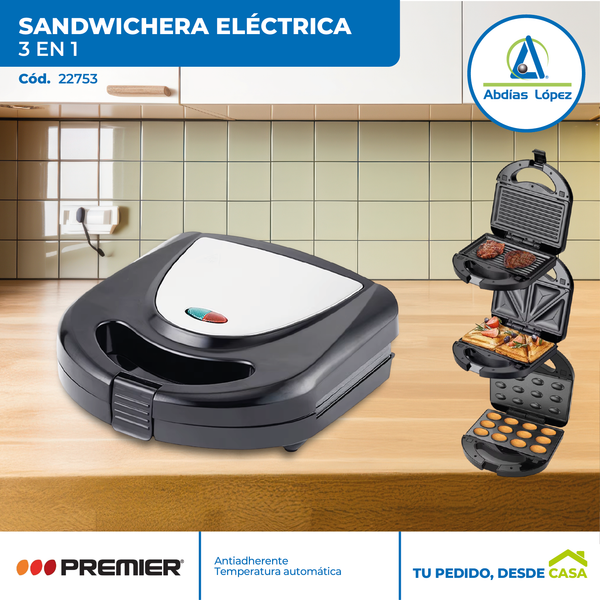 Sandwichera Eléctrica 3 en 1