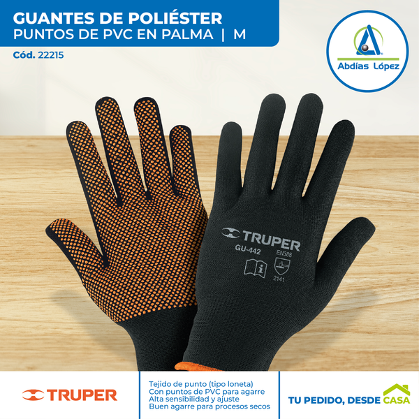 Guantes de Poliéster con Puntos de PVC talla M