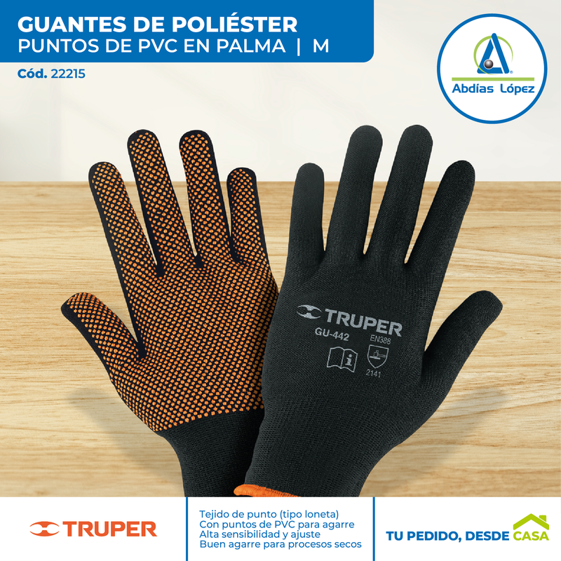 Guantes de Poliéster con Puntos de PVC talla M