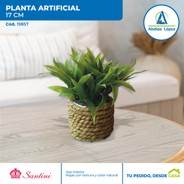 Planta Artificial en Maceta de Mimbre