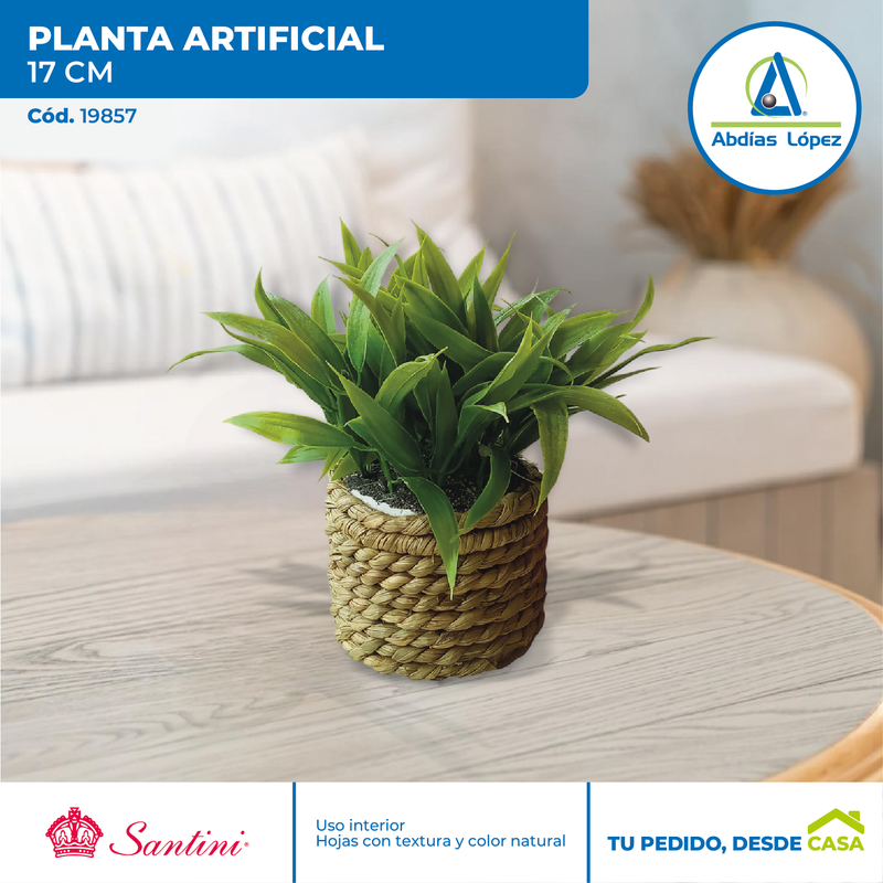 Planta Artificial en Maceta de Mimbre