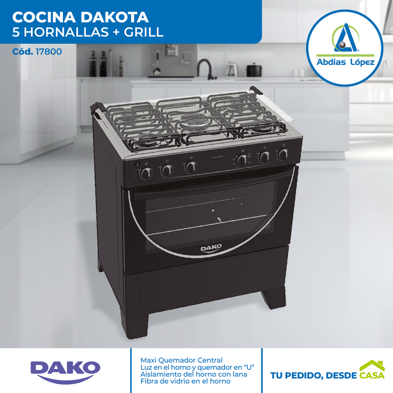 Cocina Dakota Negra 5H. Con Grill