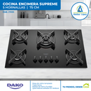 Cocina Encimera de 5 Hornallas Supreme Negra