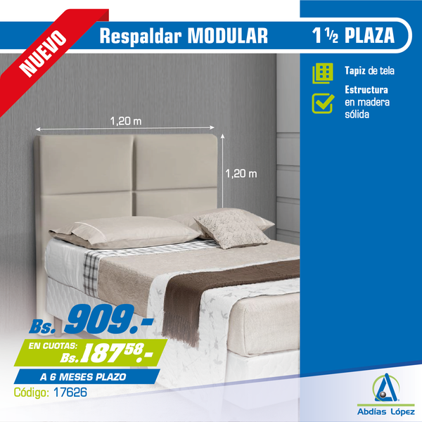 RESPALDAR - CABECERA PARA CAMA DE 1 1/2 PLAZA