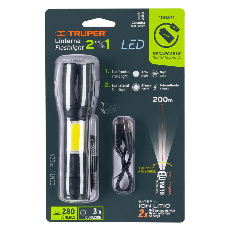 Linterna Plastica Recargable Led Luz Frontal