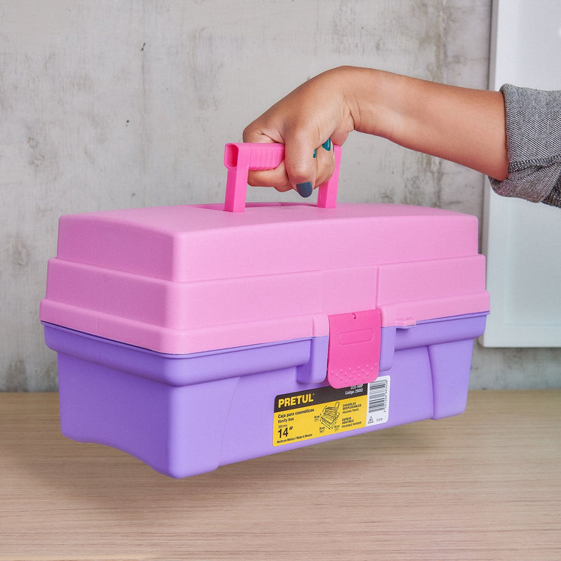 Caja Cosmetiquera De 14 Color Rosa/Morado